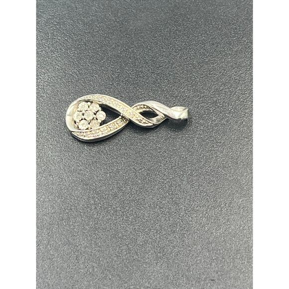 Zales Jewelers Vintage  Sterling
Silver Diamond Infinity Drop Pendant Slide - Picture 6 of 9